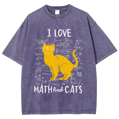 I Love Math And Cats Vintage Distressed T-shirt