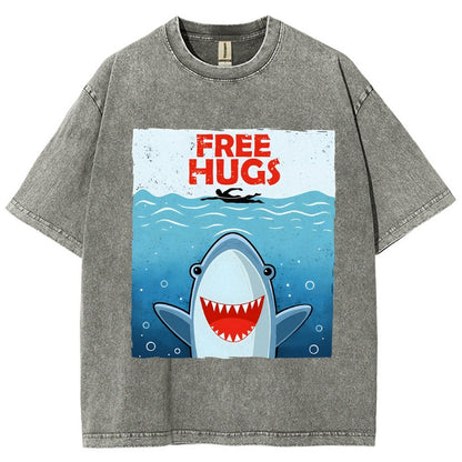 Free Shark Hugs Vintage Distressed T-shirt