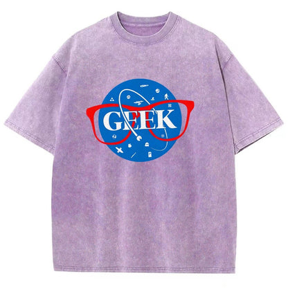 GEEK Space Patch Vintage Distressed T-shirt