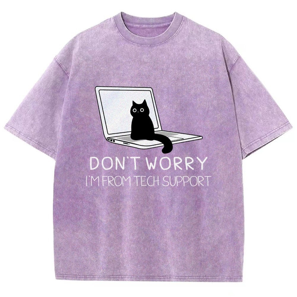 Funny Cat Tech Support  Vintage Distressed T-shirt