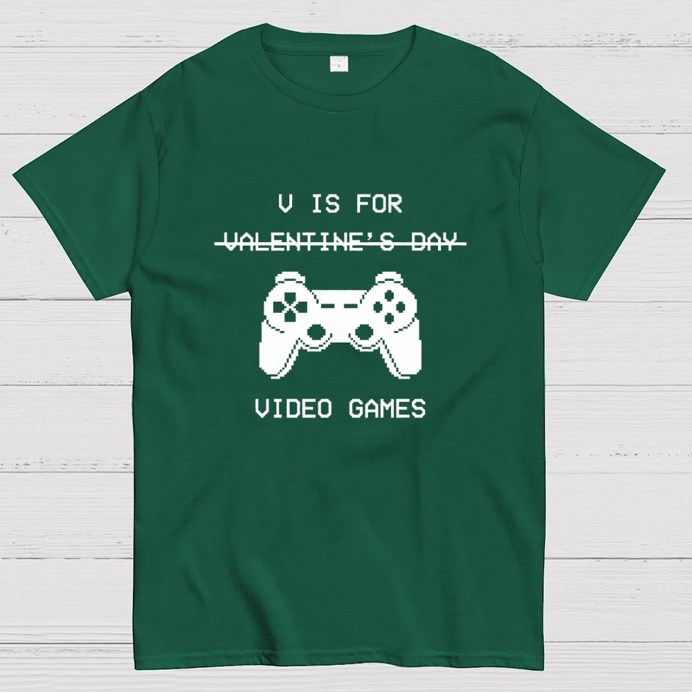 V Is For Video Games - Valentine's Day Geek T-Shirt