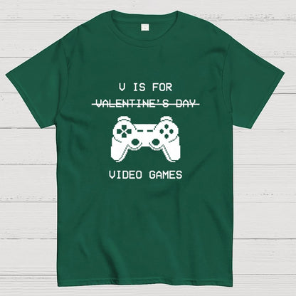 V Is For Video Games - Valentine's Day Geek T-Shirt