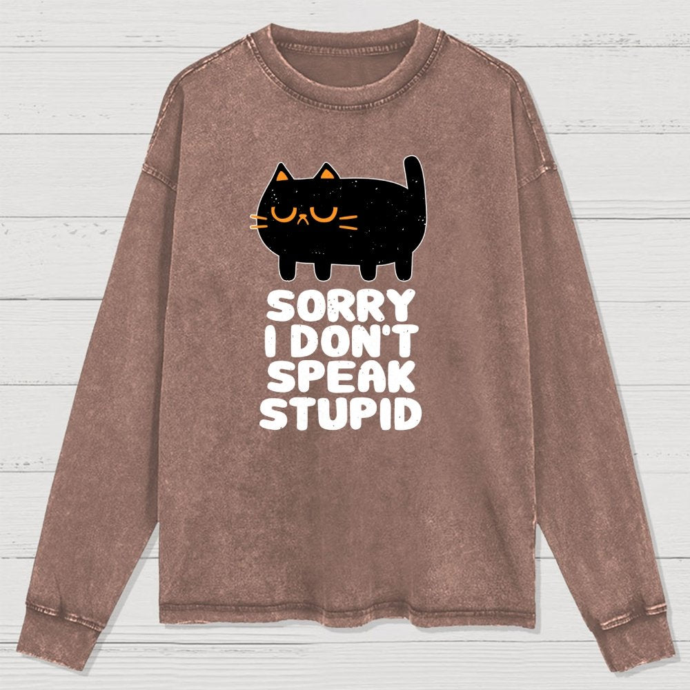 I Don't Speak Stupid Washed Long Sleeve Tee
