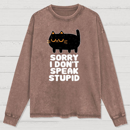 I Don't Speak Stupid Washed Long Sleeve Tee