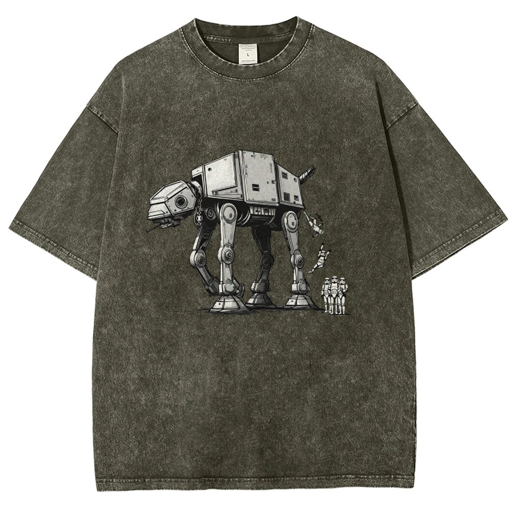 Mechanical Robot Dog Poop Vintage Distressed T-shirt