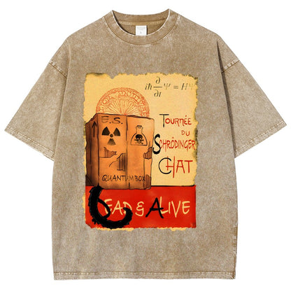 Tournee Du Schrodinger Chat Vintage Distressed T-shirt