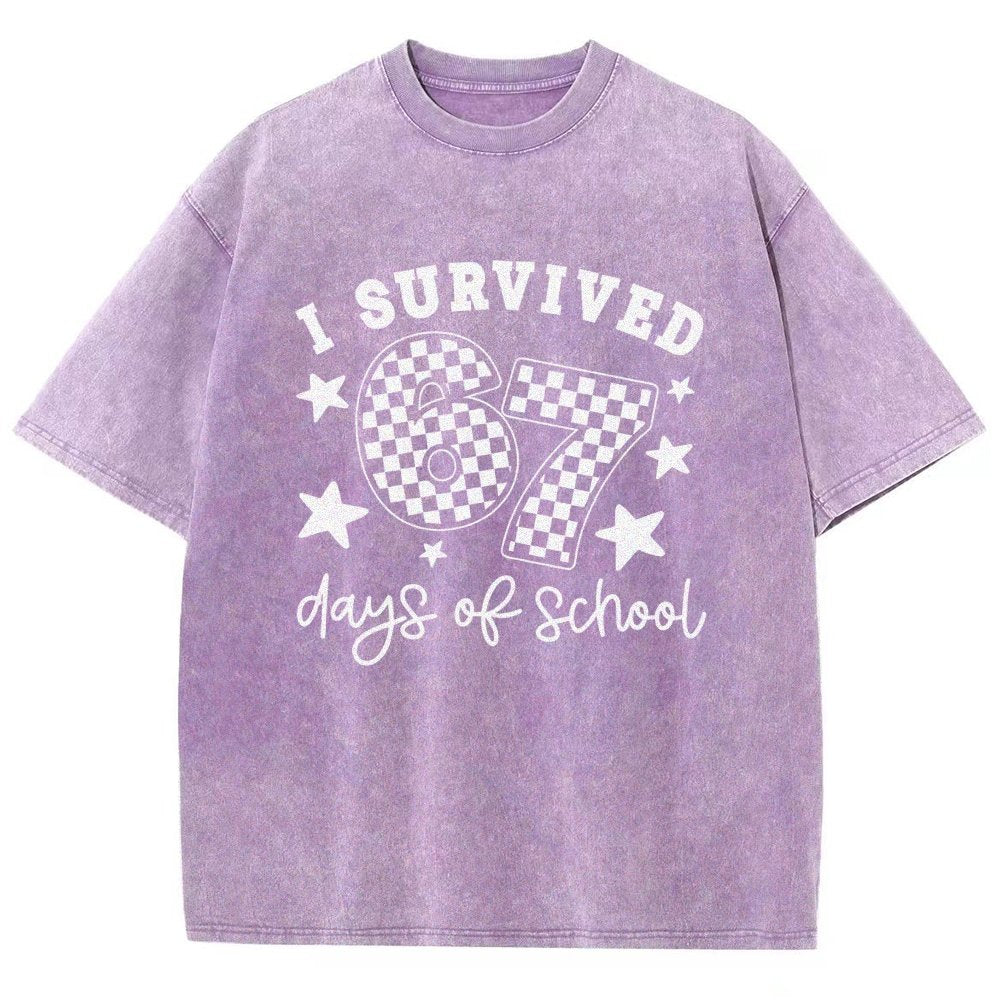 I Survived 67 Days of School Vintage Distressed T-shirt