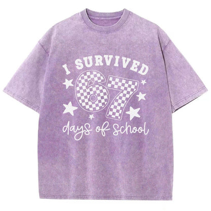 I Survived 67 Days of School Vintage Distressed T-shirt