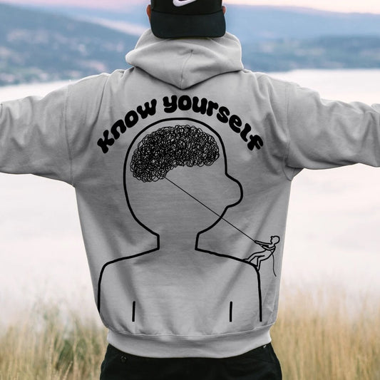 Vintage Mental Health Matters Graphic Print Printed Back Cotton Hoodie