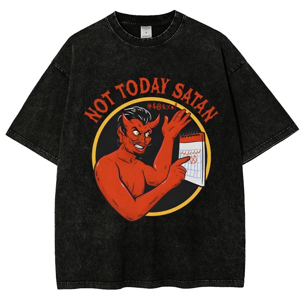 Not Today Satan Vintage Distressed T-shirt