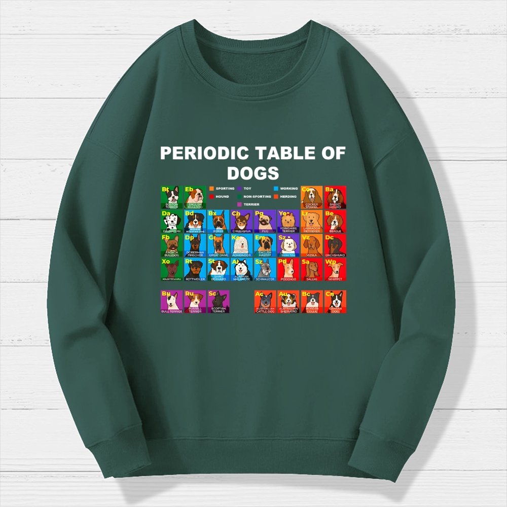 Periodic Table Of Dogs  Dog Lover  Funny Science Geek Cotton Sweatshirt
