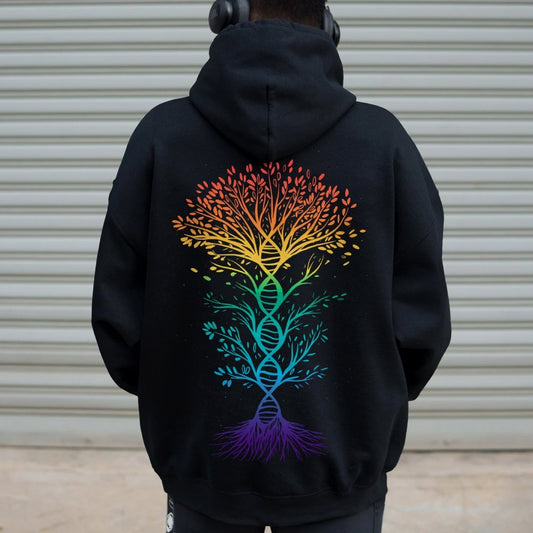 DNA Tree Of Life Science Printed Back Unisex Cotton Hoodie