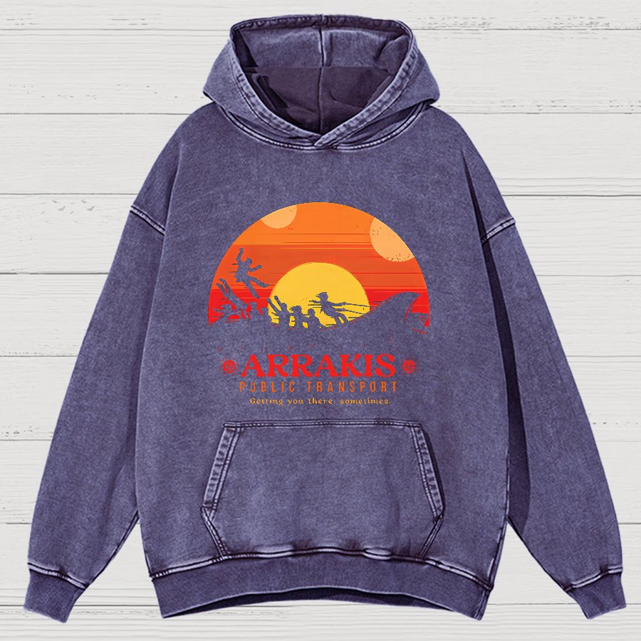 Mystic Land Getting You There Sometimes Vintage Distressed Hoodie