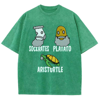 Sockrates Platato Aristurtle Vintage Distressed T-shirt