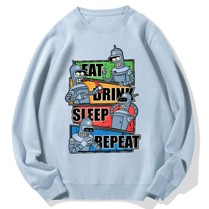 Eat Drink Sleep Repeat Geek Cotton Sweatshirt