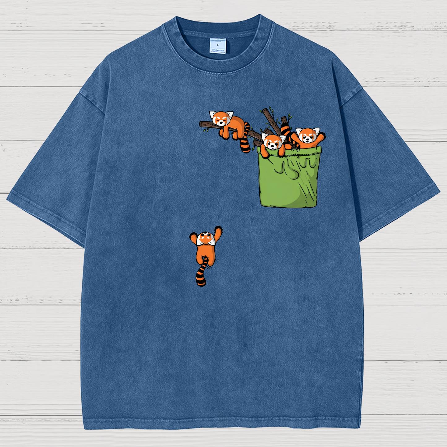Pocket Red Panda Vintage Distressed T-shirt