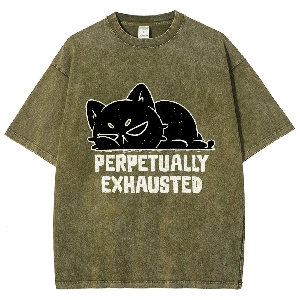 Perpetually Exhausted Cat Vintage Distressed T-shirt