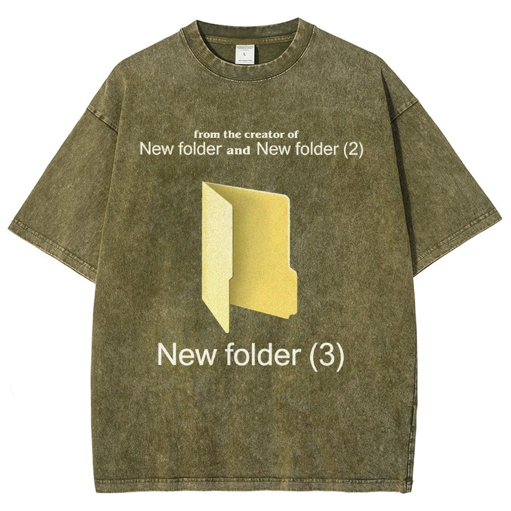 Humorous Internet meme New Folder (3) Vintage Distressed T-shirt