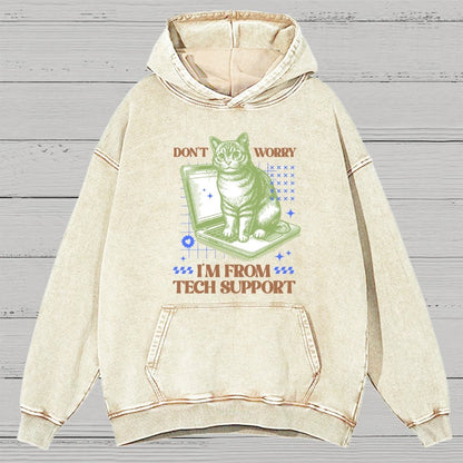 Don't Worry I'm From Tech Support Cat  Vintage Distressed Hoodie