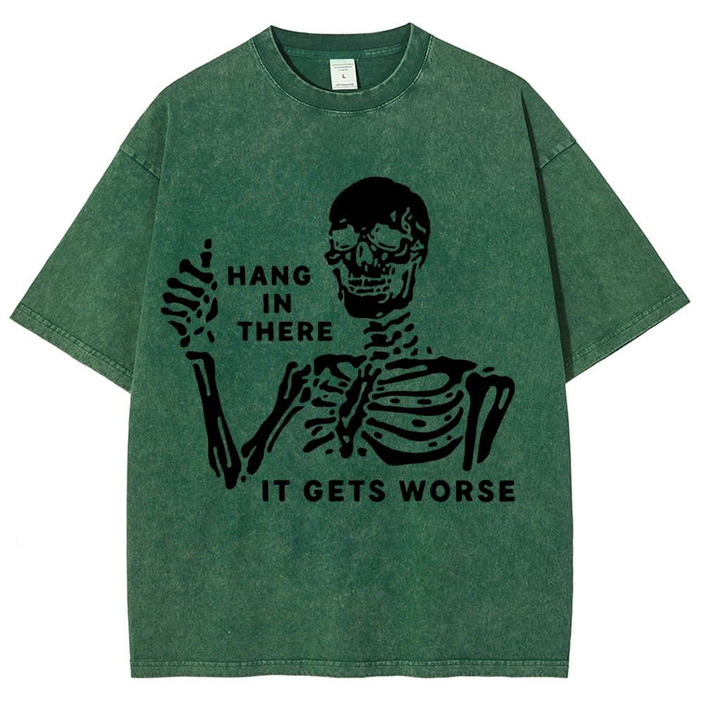 Hang In There Skeleton Vintage Distressed T-shirt