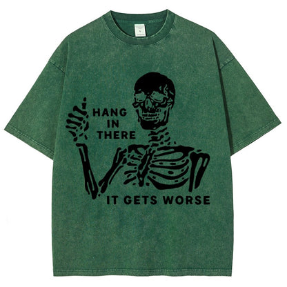 Hang In There Skeleton Vintage Distressed T-shirt
