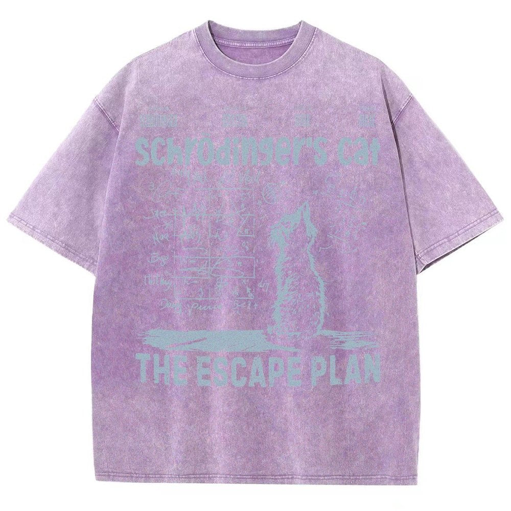 Schrodinger's Cat Escape Plan Interesting Physics Science Vintage Distressed T-shirt