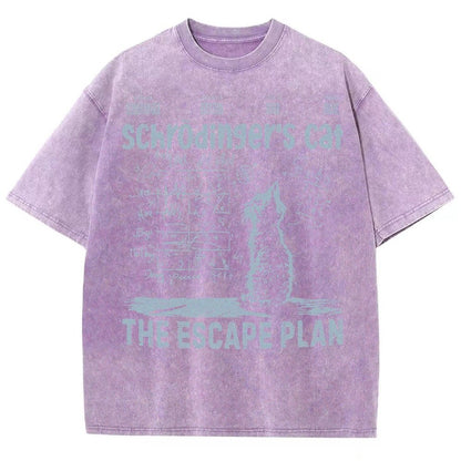 Schrodinger's Cat Escape Plan Interesting Physics Science Vintage Distressed T-shirt
