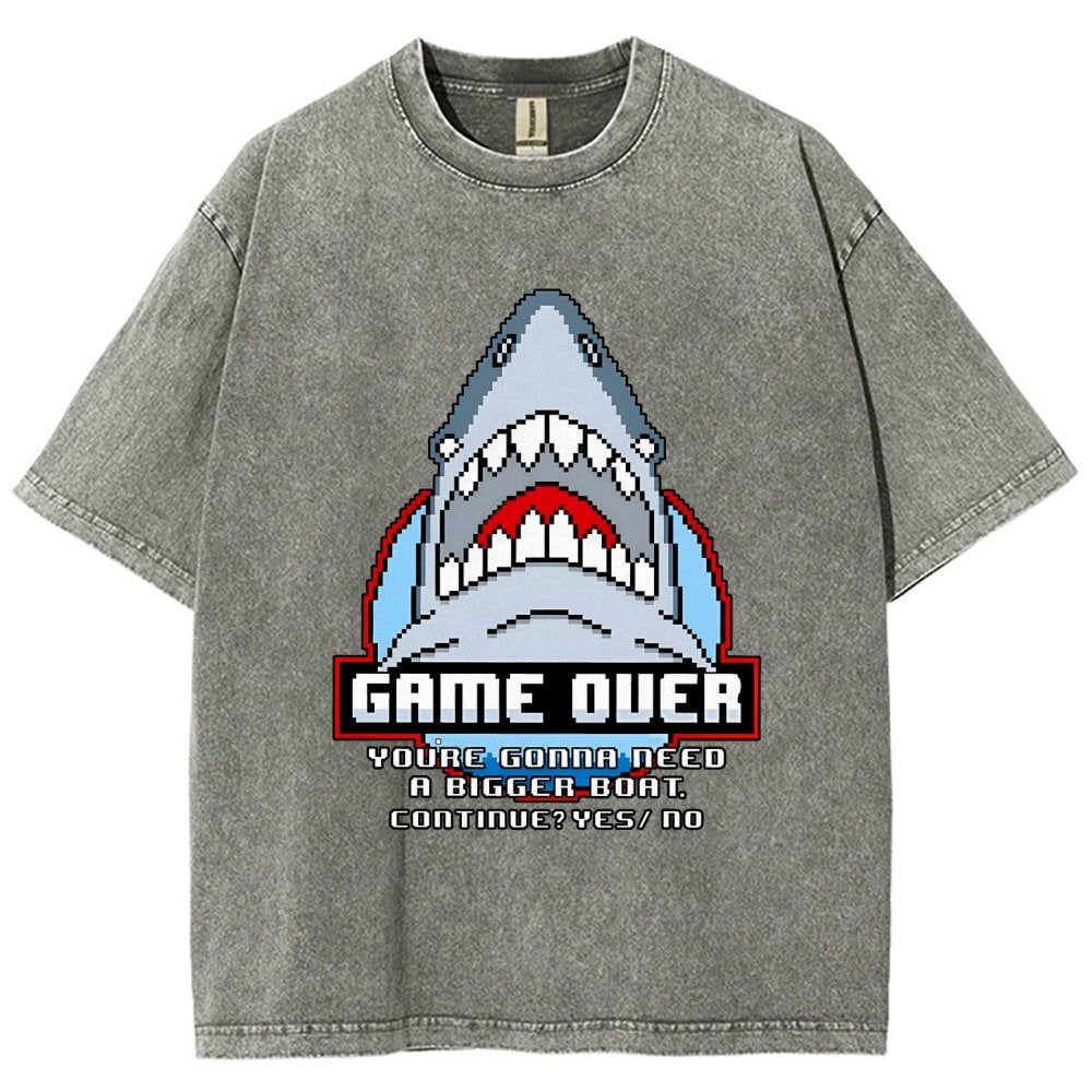 Game Over Shark Vintage Distressed T-shirt