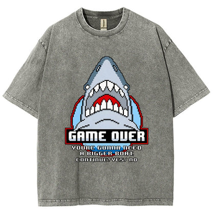 Game Over Shark Vintage Distressed T-shirt