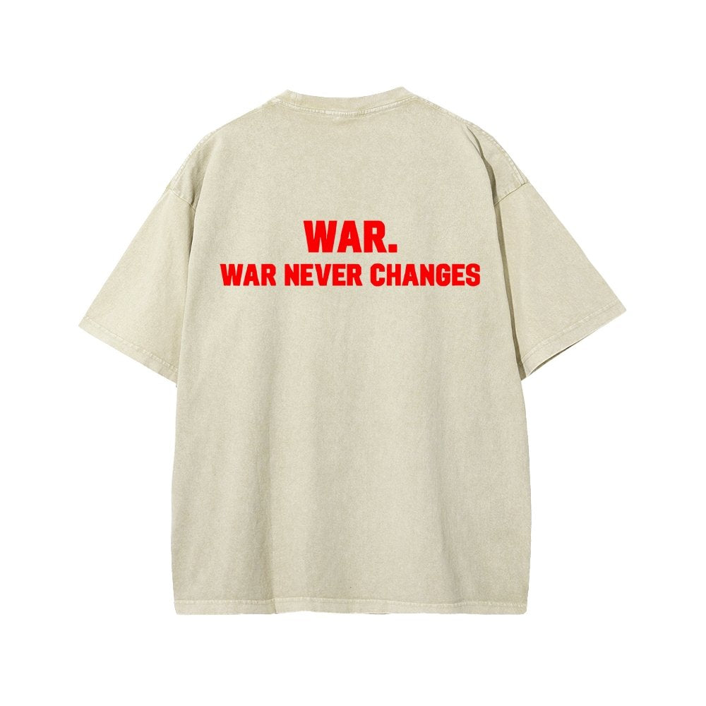 Eternal War Front And Back Printing Washed T-shirt