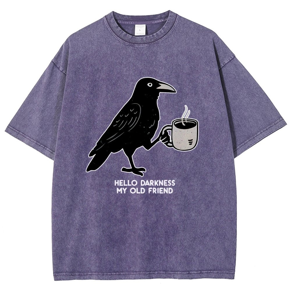 Raven Crow Coffee Vintage Distressed T-shirt