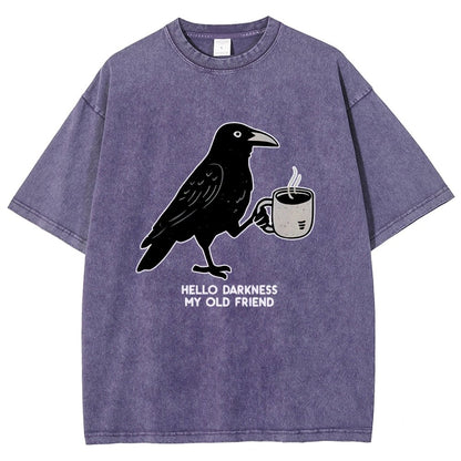 Raven Crow Coffee Vintage Distressed T-shirt