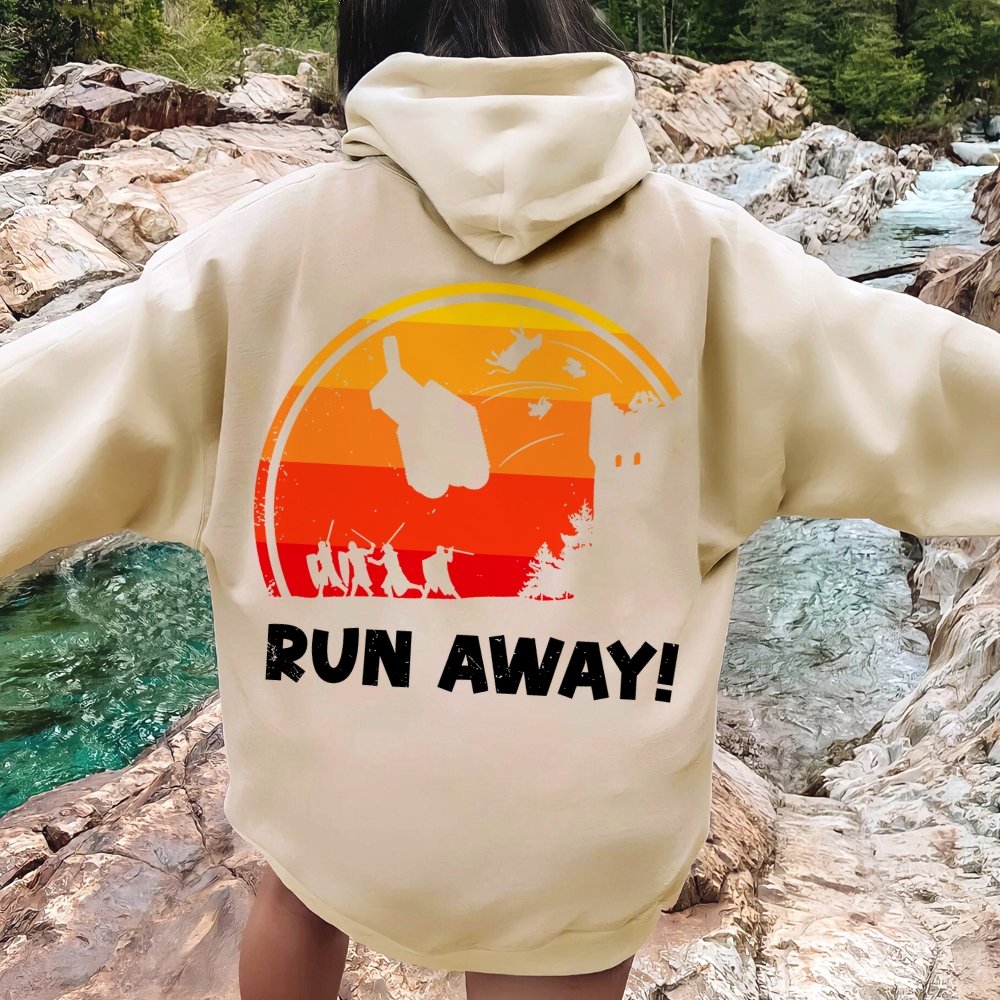 Run Away Printed Back Unisex Cotton Hoodie