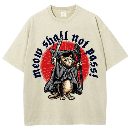Meow Shall Not Pass Vintage Distressed T-shirt