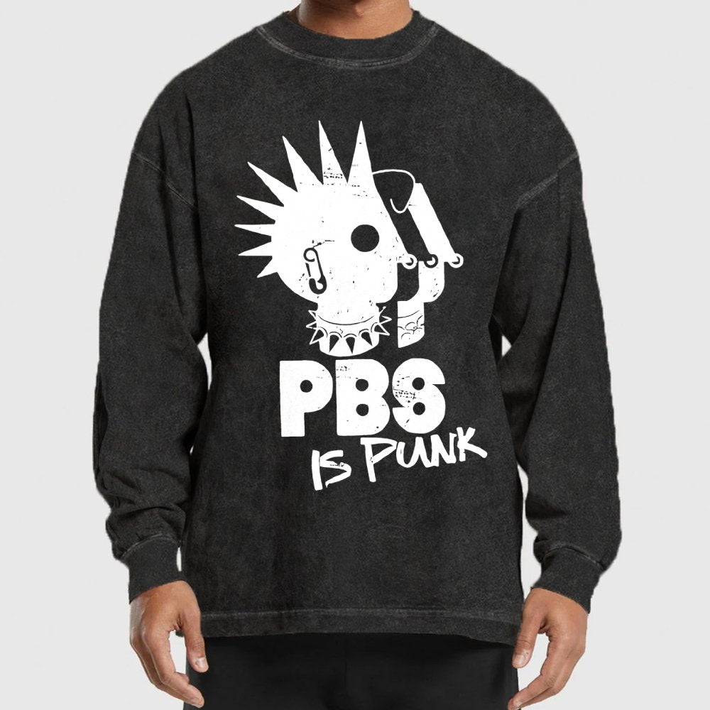 PBS Is Punk Washed Long Sleeve Tee