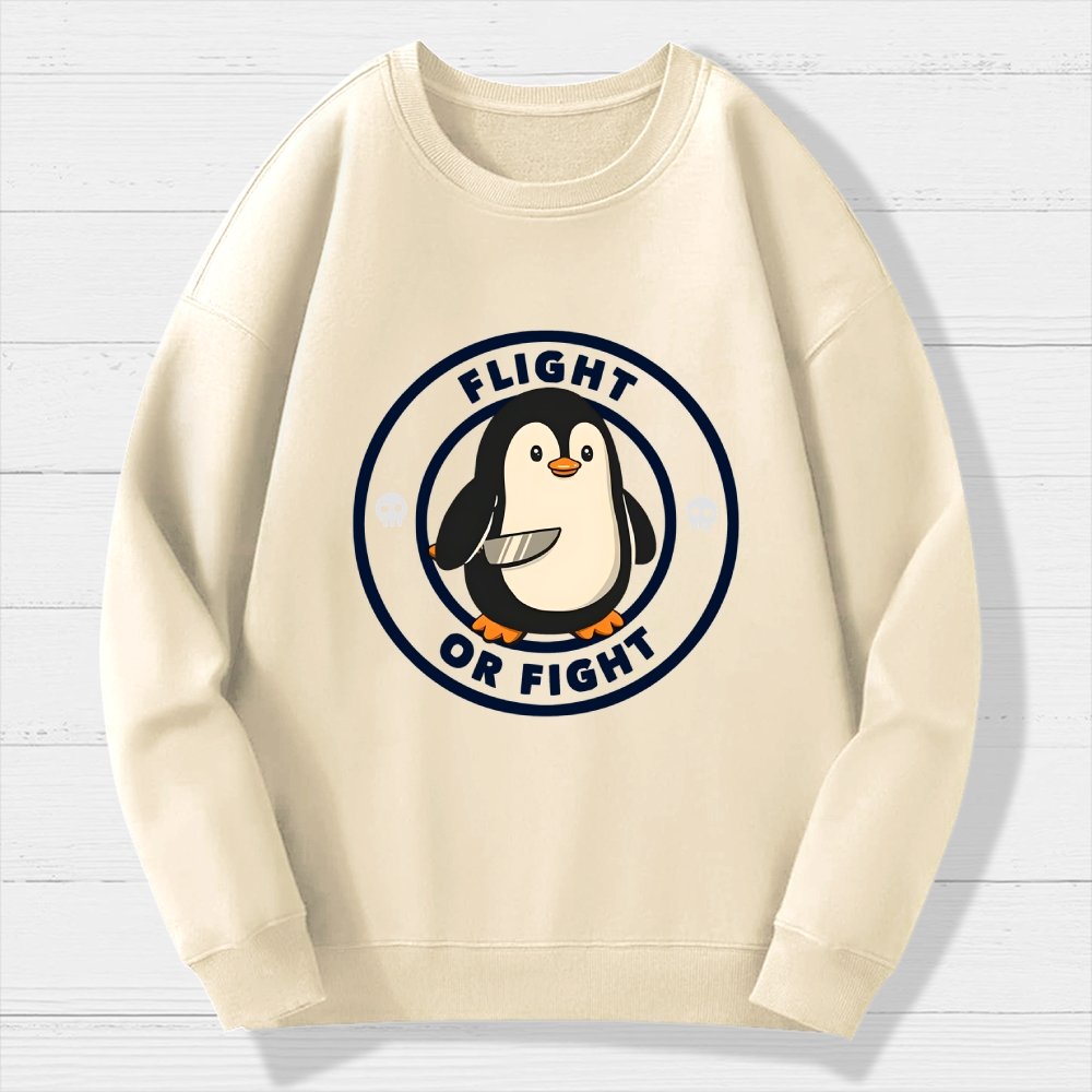 Flight or Fight Penguin Geek Cotton Sweatshirt