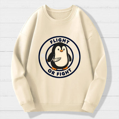 Flight or Fight Penguin Geek Cotton Sweatshirt