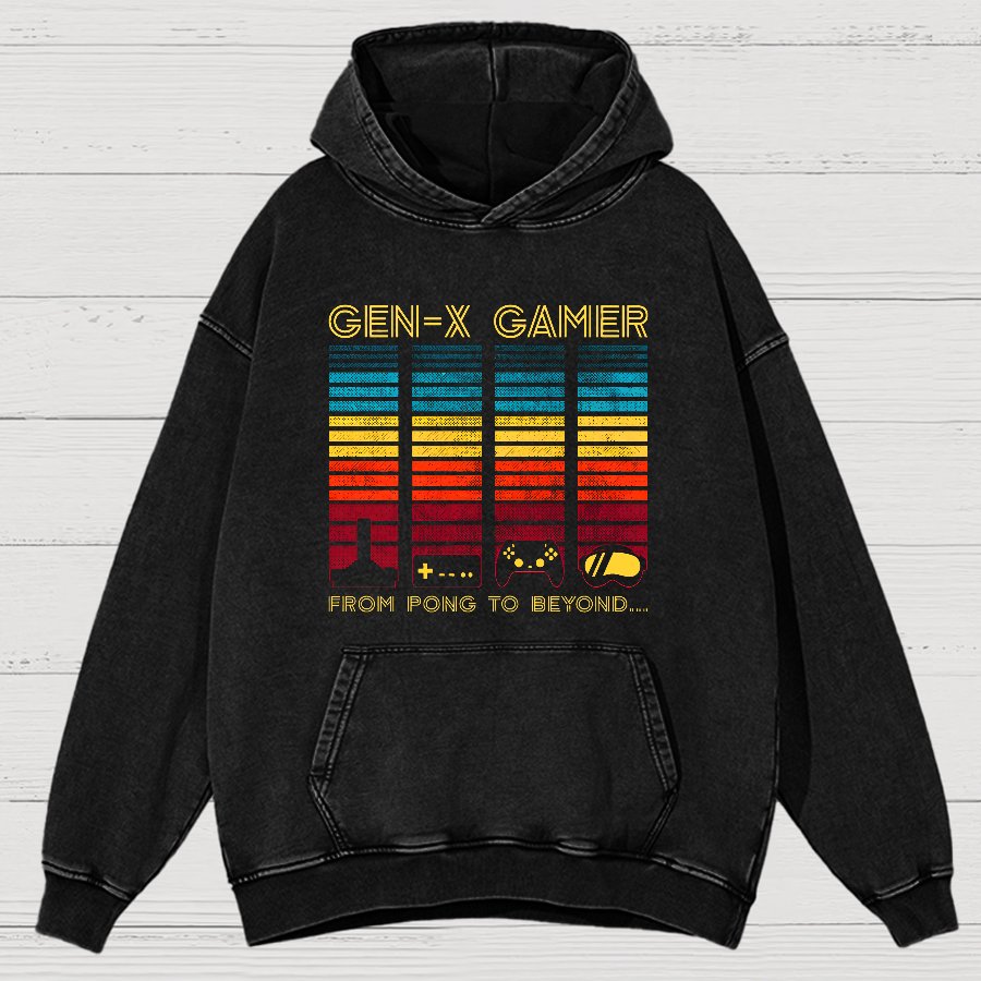 Gen-X Gamer Vintage Distressed Hoodie