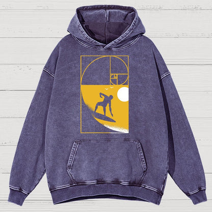 Golden Spiral Wave Geek Vintage Distressed Hoodie