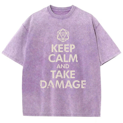 Keep Calm and Take Damage Vintage Distressed T-shirt