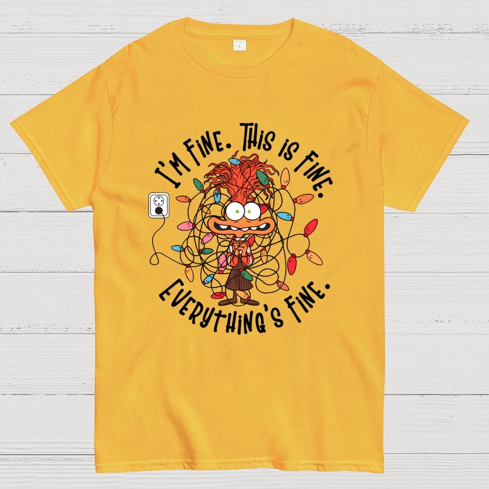 It's Fine This Is Fine Everything Is Fine Christmas Light Geek T-Shirt