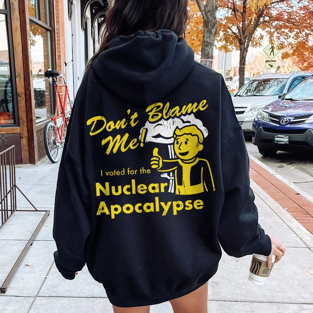I Voted for the Apocalypse Printed Back Unisex Cotton Hoodie