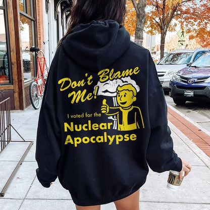 I Voted for the Apocalypse Printed Back Unisex Cotton Hoodie