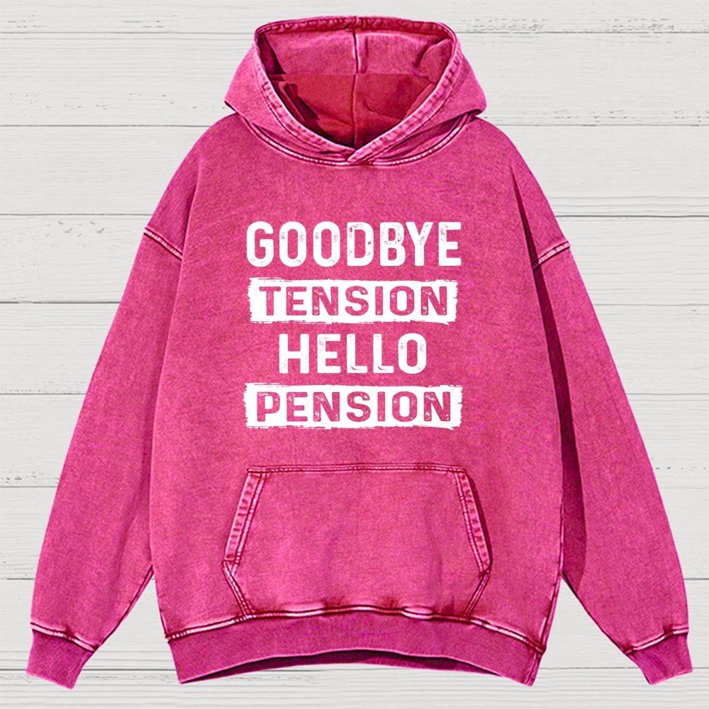 Funny Retirement Goodbye Tension Hello Pension Vintage Distressed Hoodie