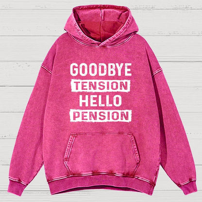 Funny Retirement Goodbye Tension Hello Pension Vintage Distressed Hoodie