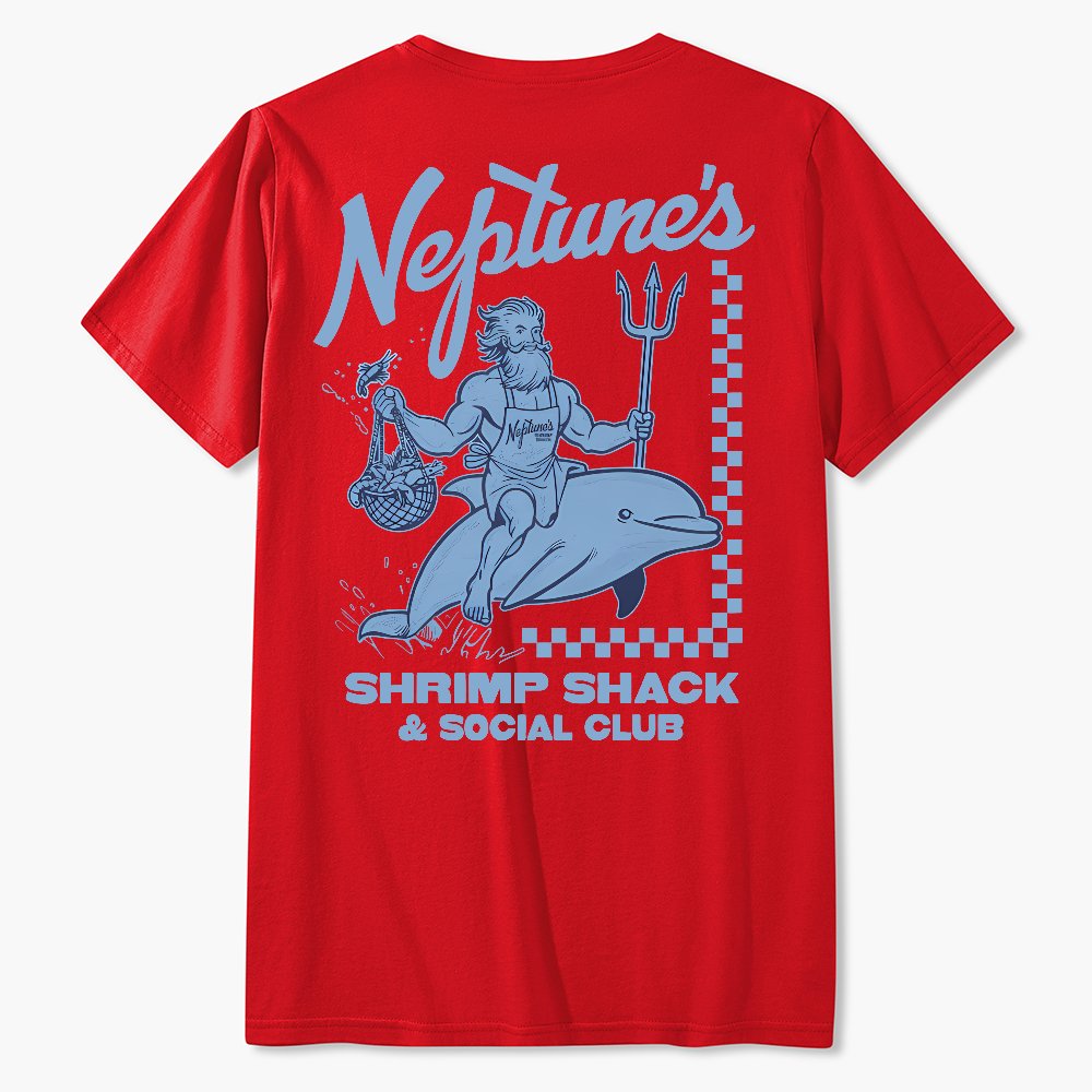 Neptune's Shrimp Shack Front And Back Printing Geek T-Shirt