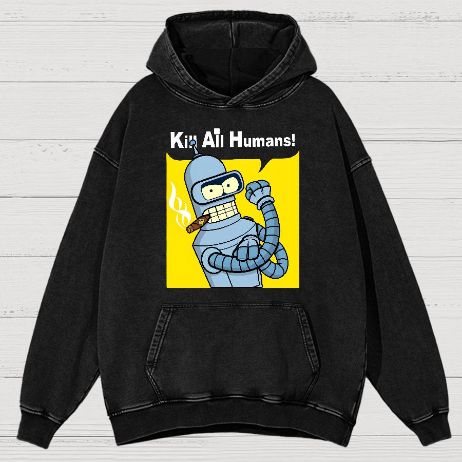 We Can Kill All Humans Vintage Distressed Hoodie