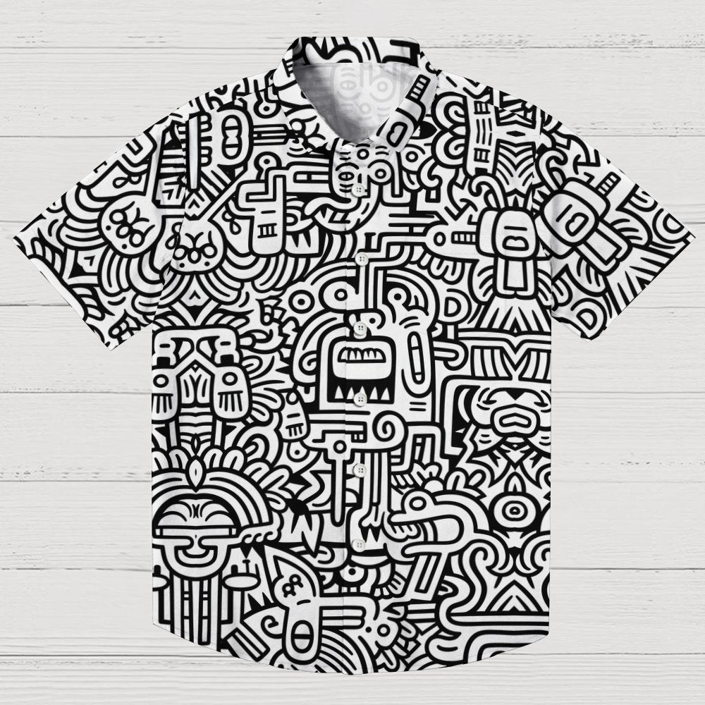 Retro Graffiti Art Print Geek Hawaiian Shirt