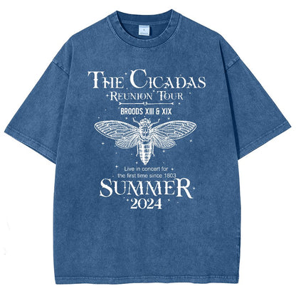 The Cicada Reunion U.S Tour 2024 Cicada Vintage Distressed T-shirt