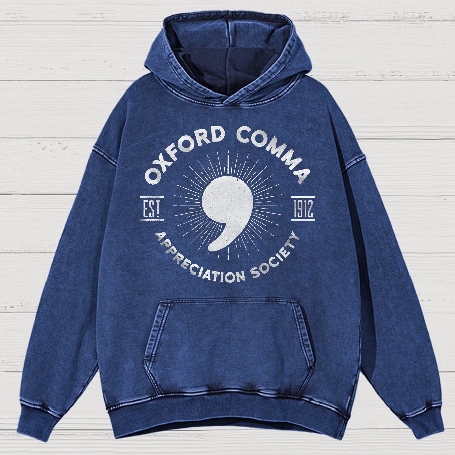 Men's Oxford Comma Appreciation Society Vintage Distressed Hoodie